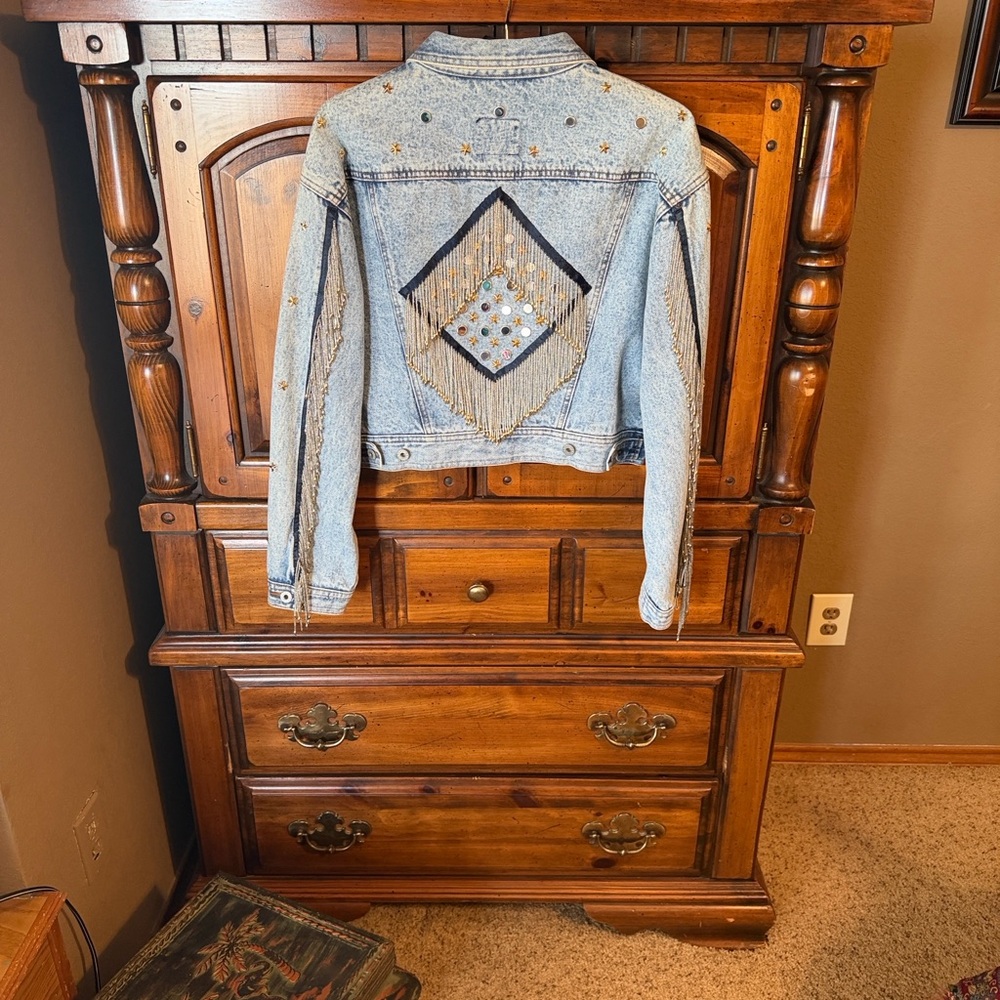 Embellished Vintage 80’s Blue Jean Jacket